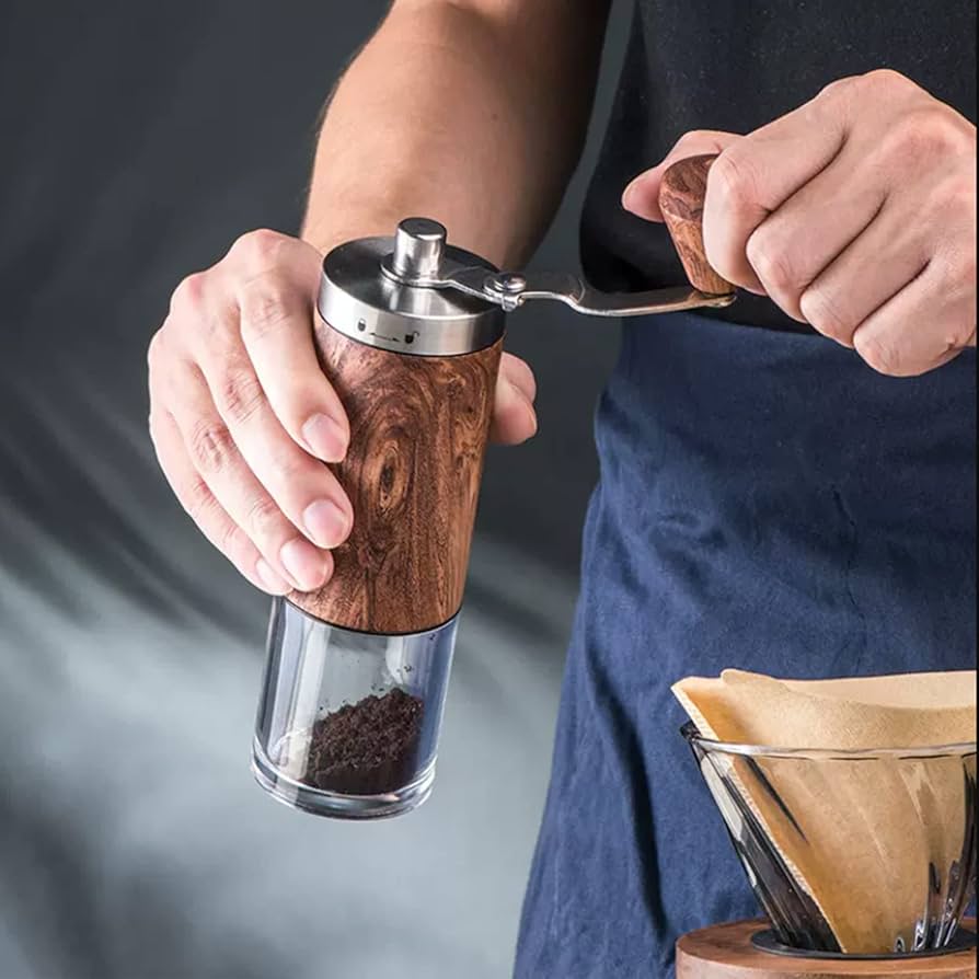 Collection of premium hand coffee grinders arranged aesthetically